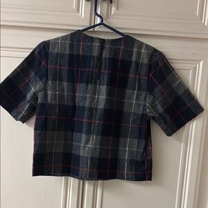 Boxy Blue and Gray 3/4 Sleeve Button Down Jersey